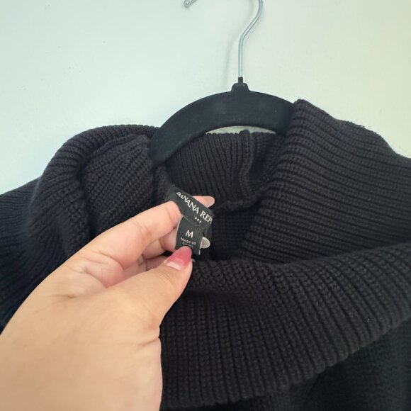 Banana Republic Black Ribbed Cowl Turtleneck Sleeveless Sweater Knit Size Medium - Picture 3 of 6